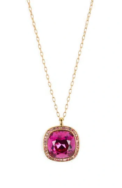 Kenneth Jay Lane Crystal Halo Pendant Necklace In Gold