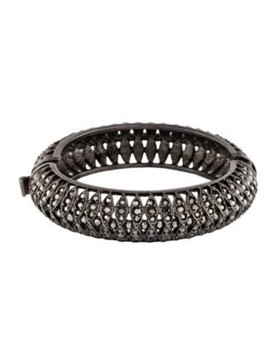 Pre-owned Kenneth Jay Lane Crystal Hinged Bangle Bracelet, 6.75" In Multi