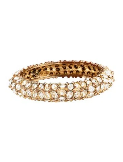 Pre-owned Kenneth Jay Lane Crystal Hinged Bangle Bracelet, 7" In Multicolor
