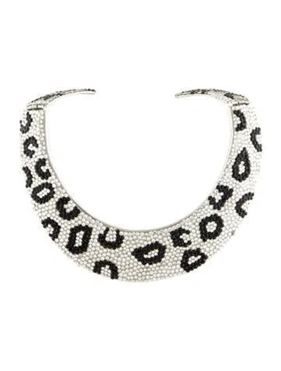 Pre-owned Kenneth Jay Lane Crystal Hinged Collar Necklace, 15" In Multi