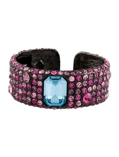 Pre-owned Kenneth Jay Lane Crystal Hinged Cuff In Multi
