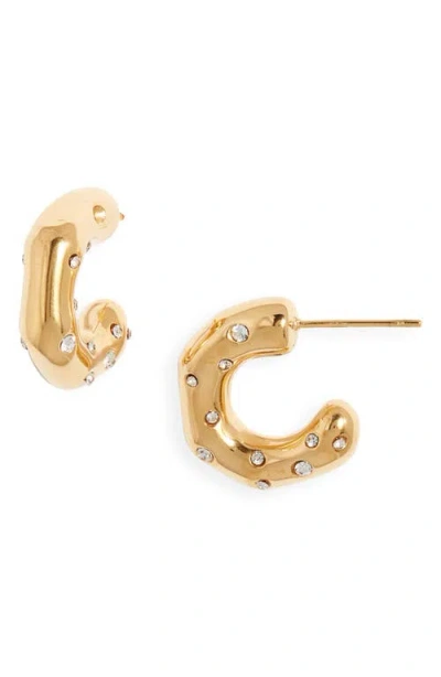 Kenneth Jay Lane Crystal Hoop Earrings In Gold