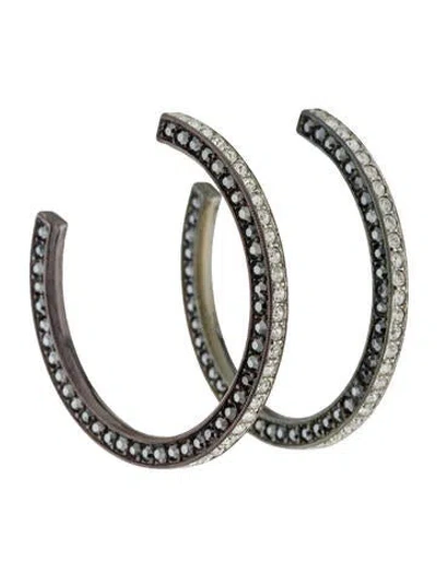 Pre-owned Kenneth Jay Lane Crystal Hoop Earrings In Multi