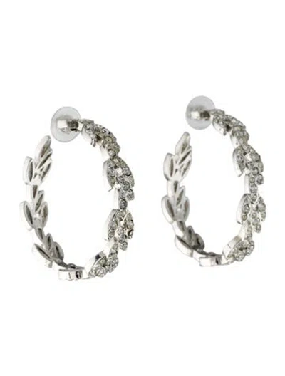 Pre-owned Kenneth Jay Lane Crystal Hoop Earrings In Transparent