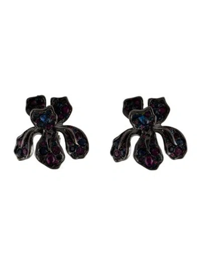 Pre-owned Kenneth Jay Lane Crystal Iris Clip On Earrings In Multi