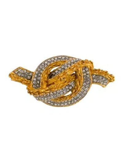 Pre-owned Kenneth Jay Lane Crystal Knot Tie Brooch In Multi
