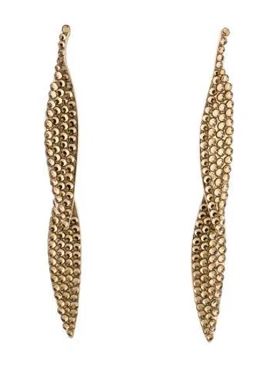 Pre-owned Kenneth Jay Lane Crystal Leaf Drop Earrings In Multi