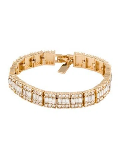 Pre-owned Kenneth Jay Lane Crystal Link Bracelet, 6.5" In Transparent