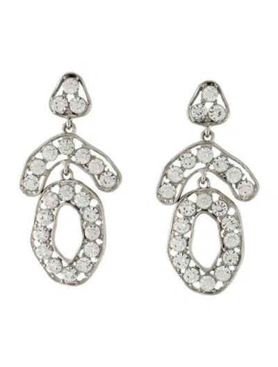 Pre-owned Kenneth Jay Lane Crystal Mixed-shape Clip-on Earrings In Transparent