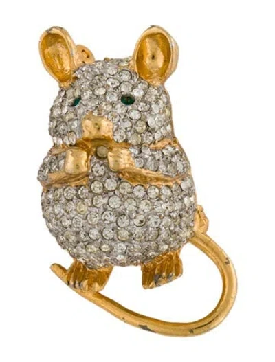 Pre-owned Kenneth Jay Lane Crystal Mouse Brooch In Multi