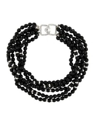 Pre-owned Kenneth Jay Lane Crystal Multistrand Bead Collar Necklace, 17.5"