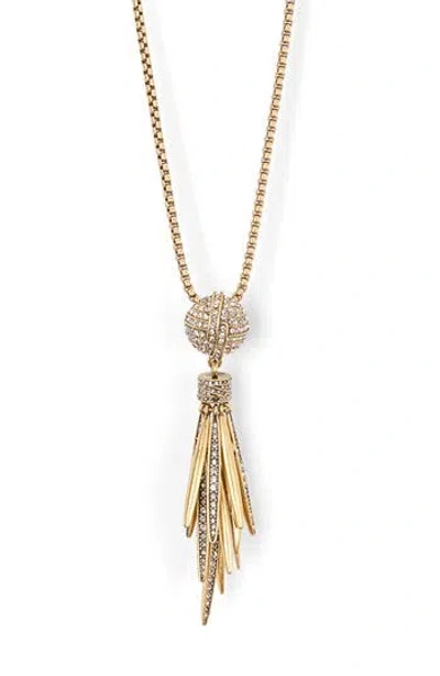 Kenneth Jay Lane Crystal Orb & Spikes Pendant Necklace In Gold