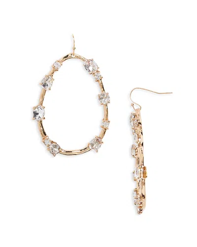 Kenneth Jay Lane Crystal Oval Hoop Earrings In Gold Crystal