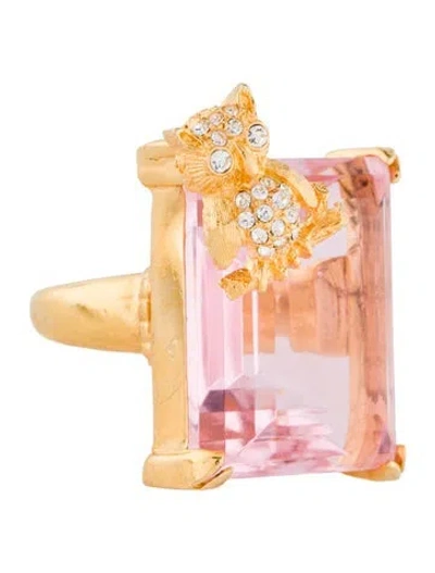 Pre-owned Kenneth Jay Lane Crystal Owl Cocktail Ring