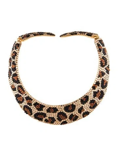 Pre-owned Kenneth Jay Lane Crystal Pave Collar Necklace, 13" In Multi