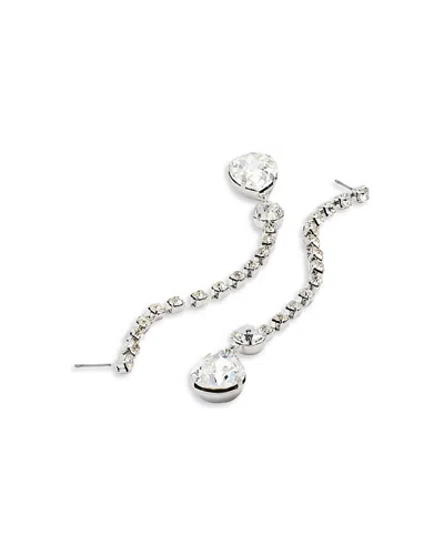 Kenneth Jay Lane Crystal Pear Shoulder Sweeping Drop Earrings In Silver