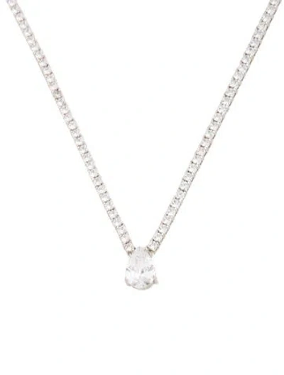 Pre-owned Kenneth Jay Lane Crystal Pendant Necklace, 17" In Clear