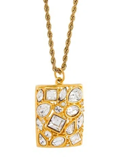 Pre-owned Kenneth Jay Lane Crystal Pendant Necklace, 33.75" In Transparent