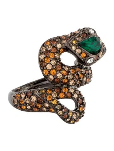 Pre-owned Kenneth Jay Lane Crystal Snake Cocktail Ring