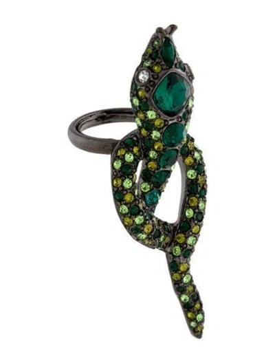 Pre-owned Kenneth Jay Lane Crystal Snake Ring