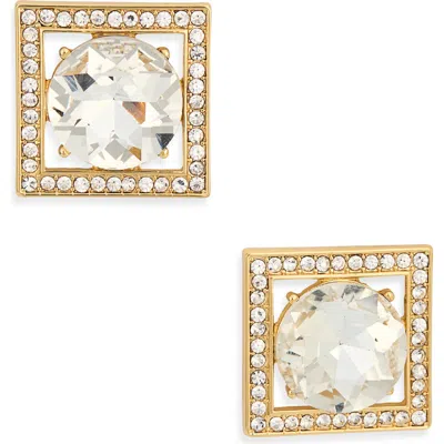 Kenneth Jay Lane Crystal Square Earrings In Red