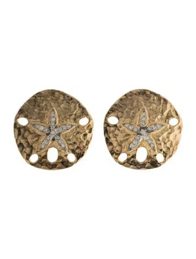 Pre-owned Kenneth Jay Lane Crystal Star Clip-on Earrings In Multicolor