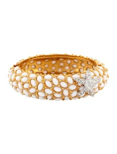 Pre-owned Kenneth Jay Lane Crystal Starfish & Cabochon Hinge Bracelet, 7" In Multicolor
