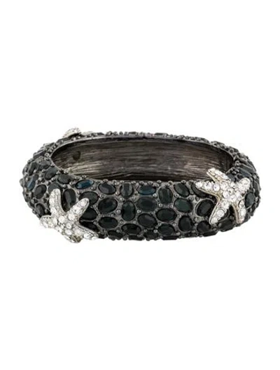 Pre-owned Kenneth Jay Lane Crystal Starfish Hinged Bangle Bracelet, 7" In Multi