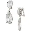 Kenneth Jay Lane Crystal Teardrop Clip Earrings In Metallic