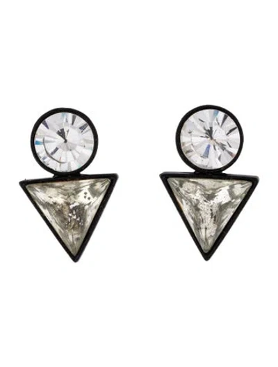 Pre-owned Kenneth Jay Lane Crystal Triangle Clip-on Earrings In Multi