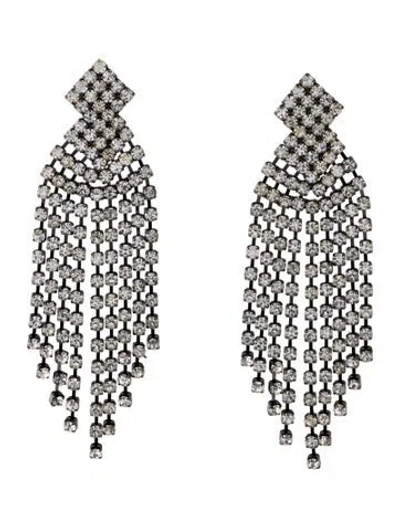 Pre-owned Kenneth Jay Lane Crystal Waterfall Chandelier Earrings In Transparent