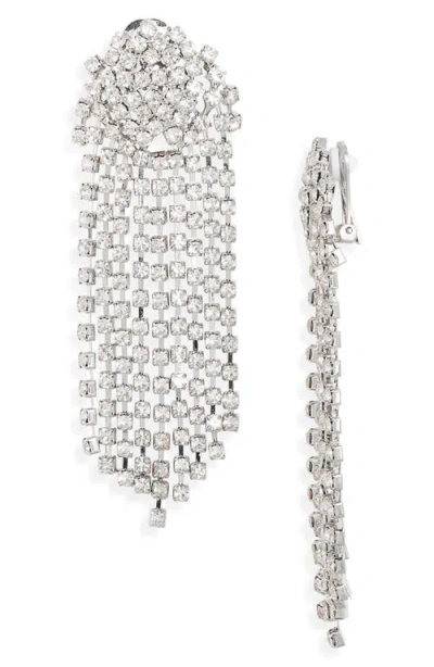 Kenneth Jay Lane Crystal Waterfall Chandelier Earrings In White