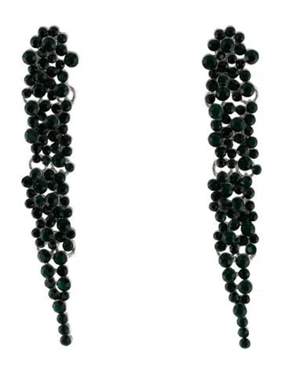 Pre-owned Kenneth Jay Lane Crystal Waterfall Drop Earrings In Green