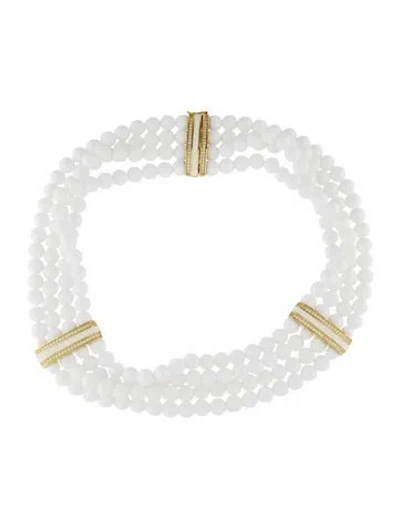 Pre-owned Kenneth Jay Lane Cubic Zirconia & Enamel Beaded Multistrand Necklace, 16.5"