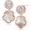 Kenneth Jay Lane Cubic Zirconia & Synthetic Mother-of-pearl Clover Drop Earrings