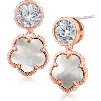 Kenneth Jay Lane Cubic Zirconia & Synthetic Mother-of-pearl Clover Drop Earrings
