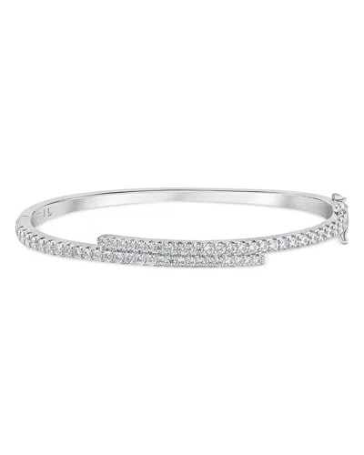 Kenneth Jay Lane Cubic Zirconia Bypass Bangle Bracelet In Gray