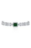 Kenneth Jay Lane Cubic Zirconia Channel Bracelet In Emerald/silver