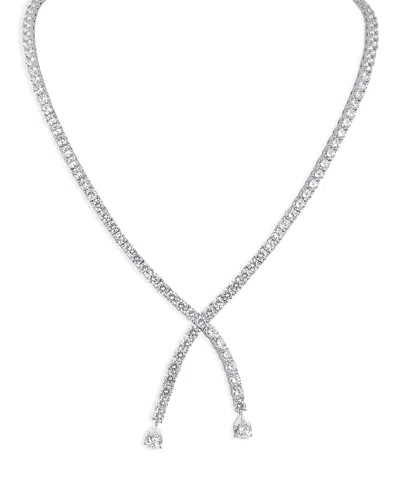 Kenneth Jay Lane Cubic Zirconia Crossover Necklace, 16 In Metallic