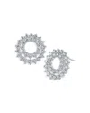 Kenneth Jay Lane Cubic Zirconia Double Circle Earrings In Silver