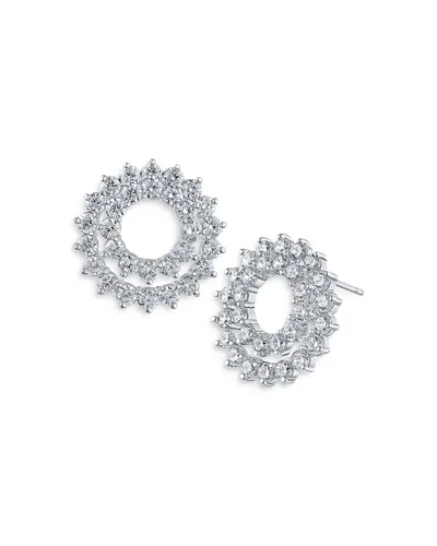 Kenneth Jay Lane Cubic Zirconia Double Circle Earrings In Silver