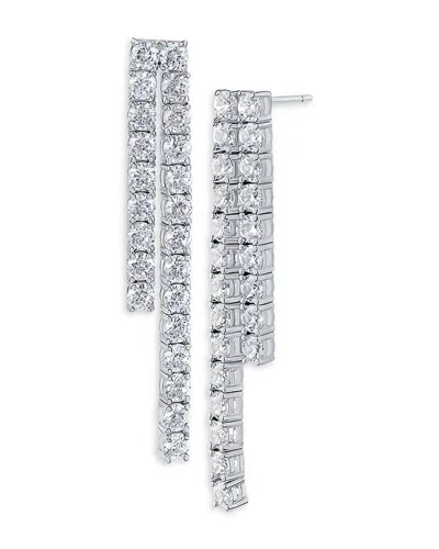 Kenneth Jay Lane Cubic Zirconia Double Row Linear Drop Earrings In Gray