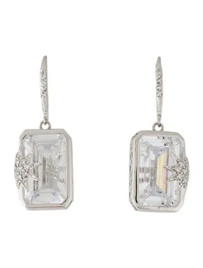 Pre-owned Kenneth Jay Lane Cubic Zirconia Drop Earrings In Transparent