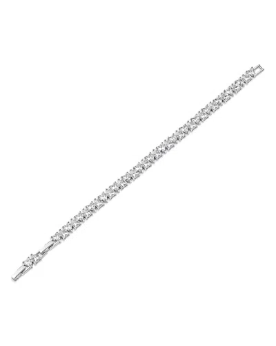 Kenneth Jay Lane Cubic Zirconia Heart Tennis Bracelet In Silver