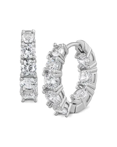 Kenneth Jay Lane Cubic Zirconia Inside Outside Hoop Earrings In Gray