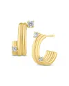 Kenneth Jay Lane Cubic Zirconia Multi Row Hoop Earrings In 14k Gold Plated In Gold