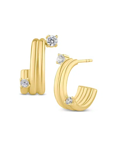 Kenneth Jay Lane Cubic Zirconia Multi Row Hoop Earrings In 14k Gold Plated