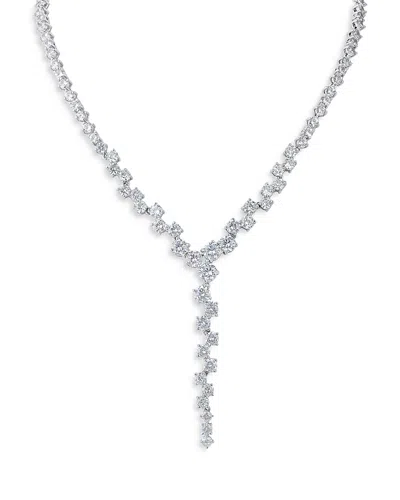 Kenneth Jay Lane Cubic Zirconia Scatter Lariat Necklace In Rhodium Plated, 17 In Silver