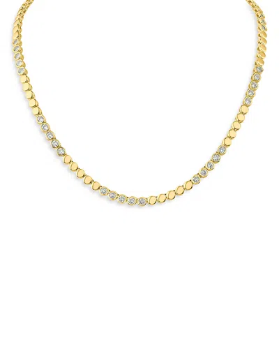 Kenneth Jay Lane Cubic Zirconia Station Collar Necklace 14k Gold Plated, 17
