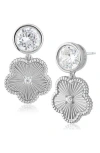 Kenneth Jay Lane Cubic Zirconia Striated Clover Drop Earrings